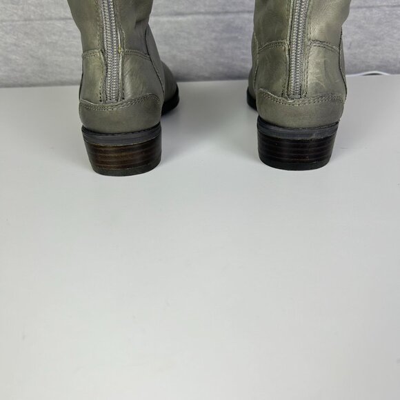 Sam Edelman Penny Green/Grey Back Zip Leather Knee High Riding Boots Size 6.5M - Picture 12 of 17